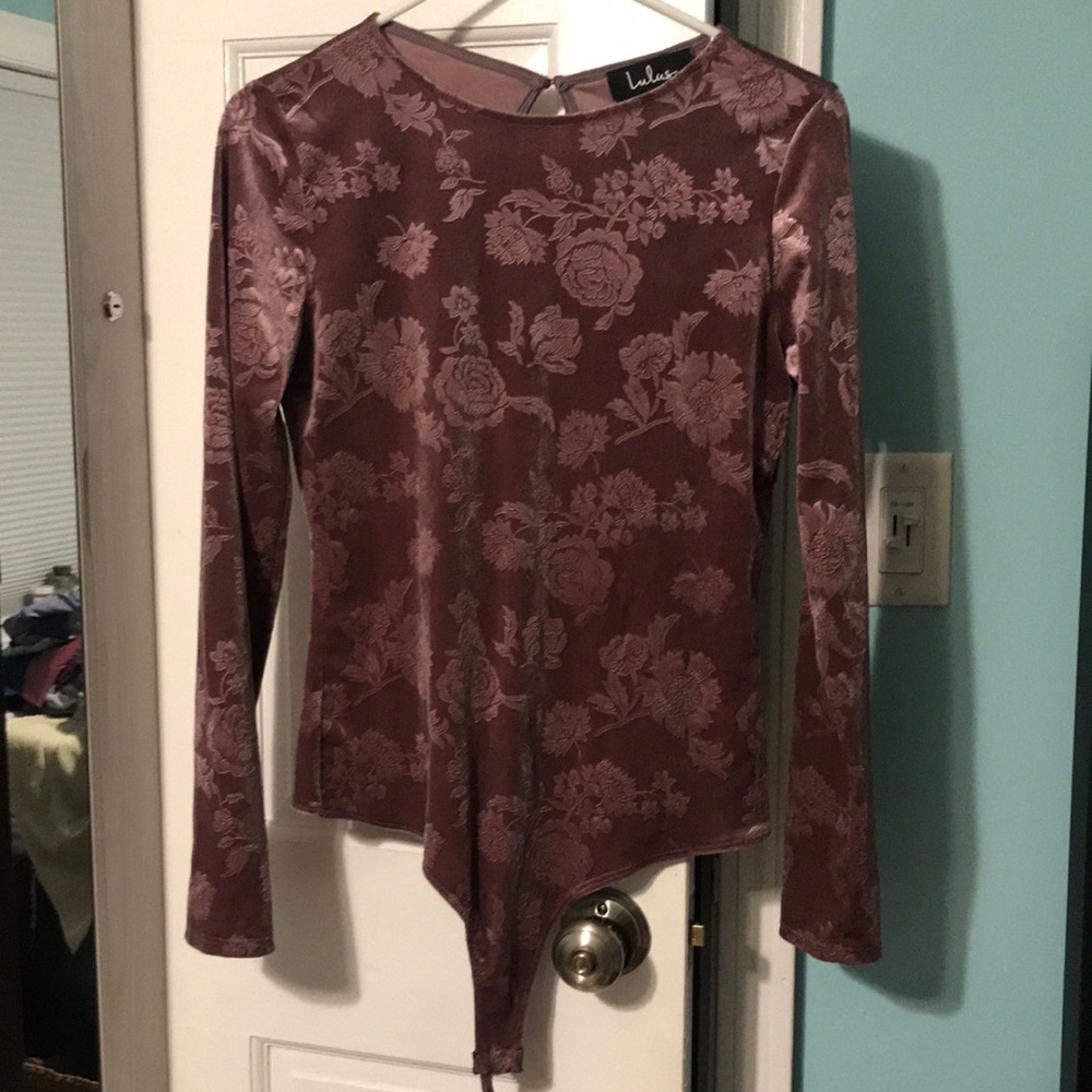 Mauve&Pink Velvet Flower Bodysuit